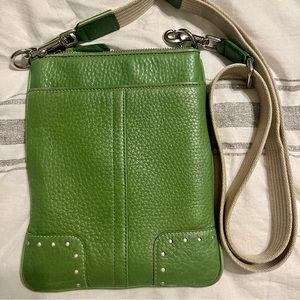 Authentic Green Coach Leather Crossbody Bag
